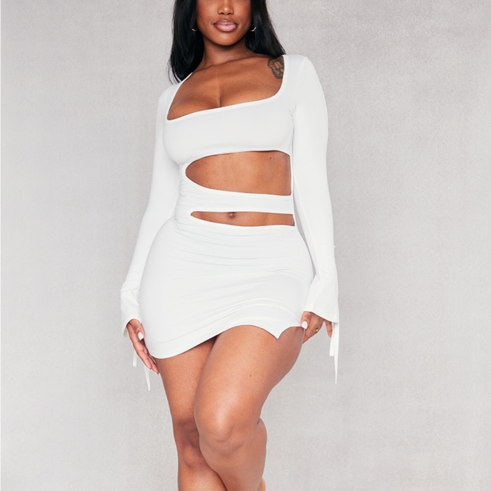 White cut out mini dress